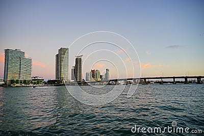 Miami sun set Stock Photo