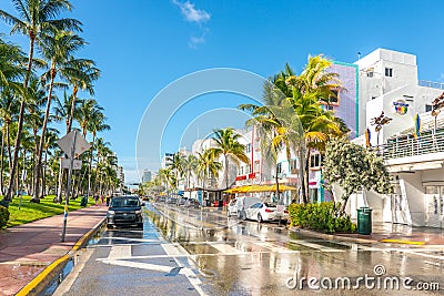Miami, USA - September 09, 2019: morning in Miami South Beach in Florida Editorial Stock Photo