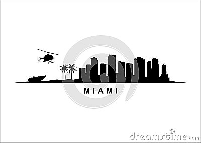 Miami Vice CIty Skyline Landscape Vector Illustration