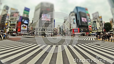 Miasto Zwyczajnego ruchu drogowego czasu upływ Tokio Shibuya Miasto Zwyczajnego ruchu drogowego czasu upływ Tokio Shibuya