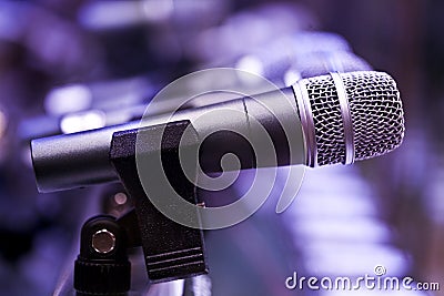 Mic with violate background Stock Photo