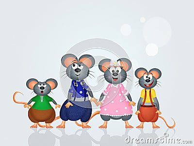 Mice family Cartoon Illustration