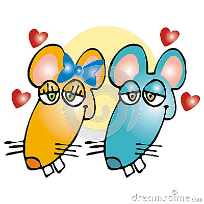 Mice in love Vector Illustration