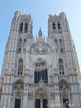 The Michael and Gudule cathedral Stock Photo