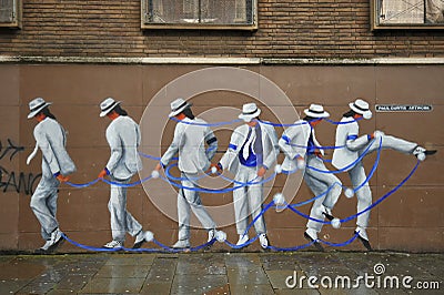 Michael Jackson Moonwalker Mural by Paul Curtis in Colquitt Street, Liverpool Editorial Stock Photo