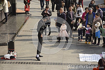 Michael Jackson performer - Crowd behind Editorial Stock Photo