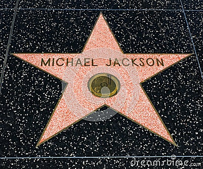 Michael Jackson`s Star, Hollywood Walk of Fame - August 11th, 2017 - Hollywood Boulevard, Los Angeles, California, CA Editorial Stock Photo
