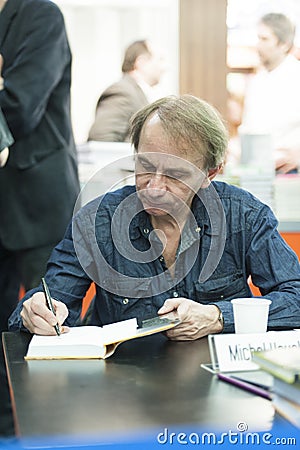 Michel Houellebecq award-winning French author dedicating Editorial Stock Photo