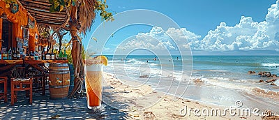 Michelada at a beachfront Mexican cantina Stock Photo