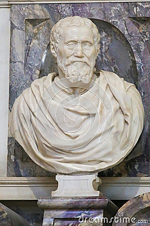 Michelangelo - Bust in Santa Croce, Florence Stock Photo