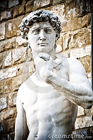 Michelangelo`s David Portrait, Statue in Florence Stock Photo