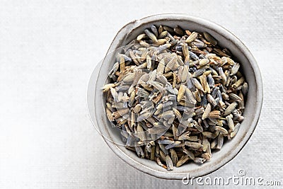 Dried French Lavender in a Bowl Stock Photo