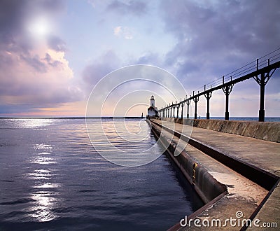 The Michigan City East Pierhead Lighthouse Stock Photo