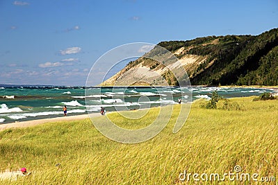 Michigan Sand Dunes and Beach Stock Photo