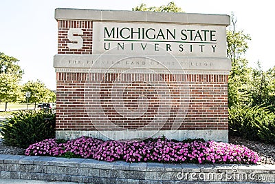 Michigan State University Emblem And Sign In East Lansing Editorial Stock Photo