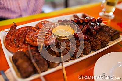 Mici and sausage Stock Photo