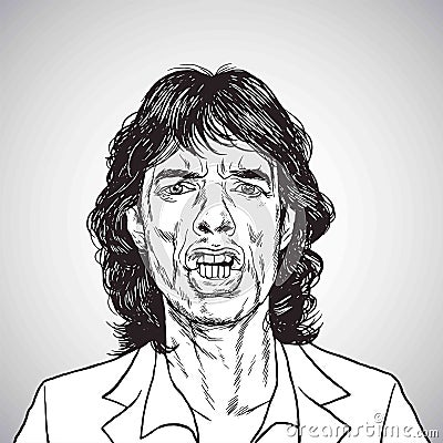 Jagger Portrait Hand Drawn Drawing. Vector Caricature. October 31, 2017 Vector Illustration