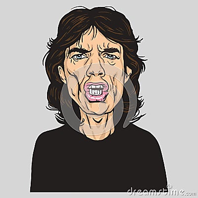 Jagger Vector Portrait Illustration Caricature. Vector Illustration