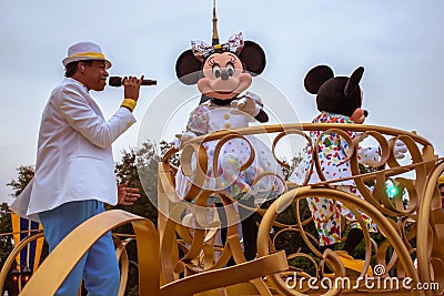Mickey . Minnie and dancer in Move It! Shake It! MousekeDance It! Street Party at Magic Kingdom 169. Editorial Stock Photo