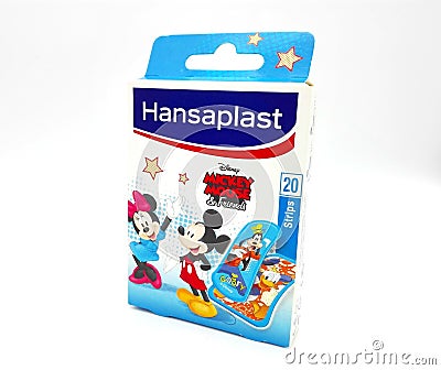 MICKEY MOUSE Disney Box of Hansaplast Bandage Strips produced by Beiersdorf Editorial Stock Photo