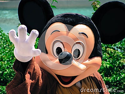 Mickey Mouse Dressed as a Star Wars Jedi Editorial Stock Photo