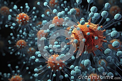 Micro bacterium and therapeutic bacteria organisms. Abstract biological background Cartoon Illustration