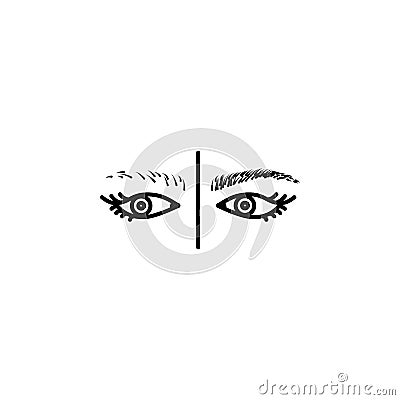 micro blading, eyes, result icon. Element of anti aging outline icon for mobile concept and web apps. Thin line micro blading, Stock Photo