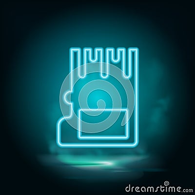 Micro card vector blue neon icon Stock Photo