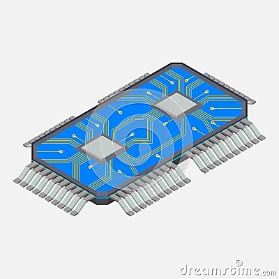 Micro chip, computer chip, electronics, flat style Stock Photo