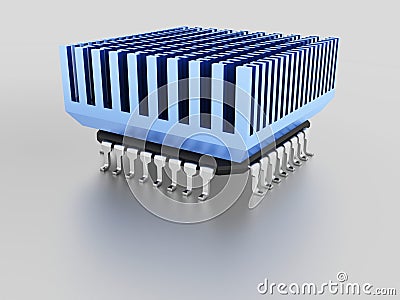 Micro chip with heat sink Stock Photo