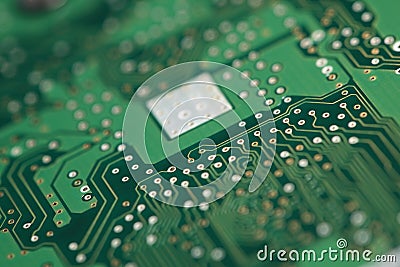 Micro chip on system board Stock Photo