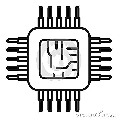 Micro cpu icon outline vector. Computer digital Vector Illustration