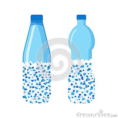 Micro plastic pollution concept. Microplastic in water. Vector illustration. Vector Illustration