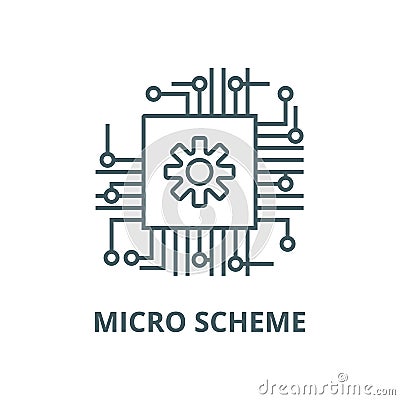 Micro scheme,ai,artificial intelligence vector line icon, linear concept, outline sign, symbol Vector Illustration