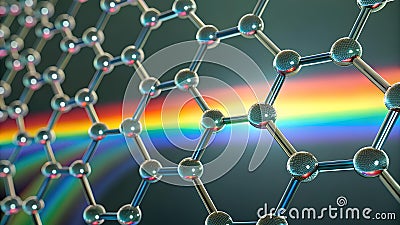 micro science Physics Wave Graphene structure with colorful wave patterns, showcasing micro, science, physics, wave phenomena in Stock Photo