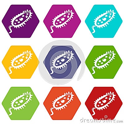 Microbe icons set 9 Stock Photo