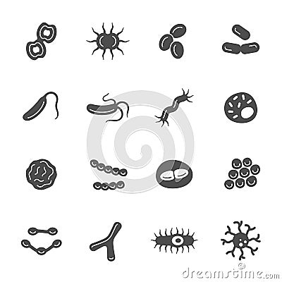 Microbes types vector icon set Vector Illustration