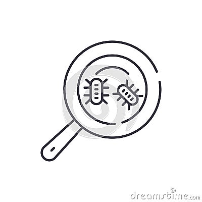 Microbial analysis line icon concept. Microbial analysis vector linear illustration, symbol, sign Vector Illustration