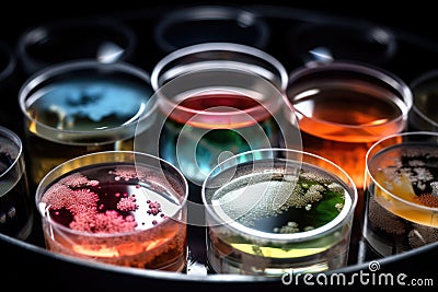 microbial culture with visible growth, in petri dish or test tube Stock Photo