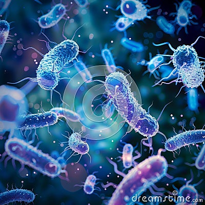 Microbial Universe Visualization Cartoon Illustration