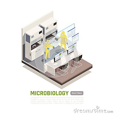 Microbiology Isometric Illustration Cartoon Illustration