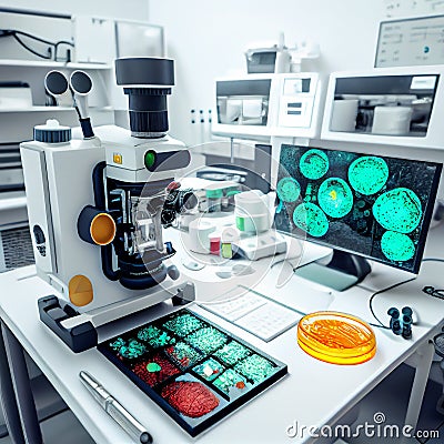 Microbiology laboratory created with Generative Ai Stock Photo