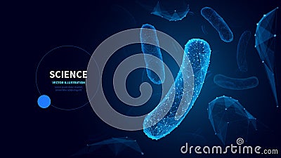 Microbiology low poly wireframe banner vector template Vector Illustration