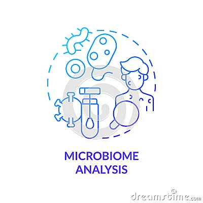 Microbiome analysis blue gradient concept icon Cartoon Illustration