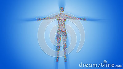 Microbiome bacteria, viruses, microbes on human body. Invisible body surface . 3d rendering illustration Cartoon Illustration