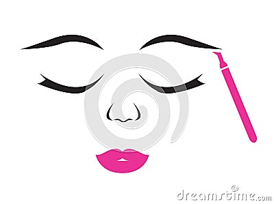 Microblading Face of Woman Stock Photo