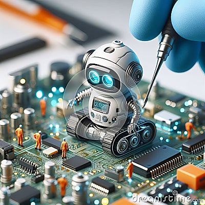170 15. Microbot - A tiny robot designed for tasks that requir Stock Photo