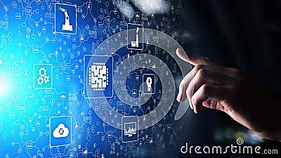 Microchip, artificial intelligence, automation and internet of things IOT, Digital integration. technology concept. Stock Photo