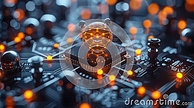 Microchip on board. Central Computer Processors CPU Concepts Stock Photo