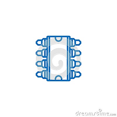 Microchip. Flat Vector Icon. Simple blue symbol on white background. Vector Illustration